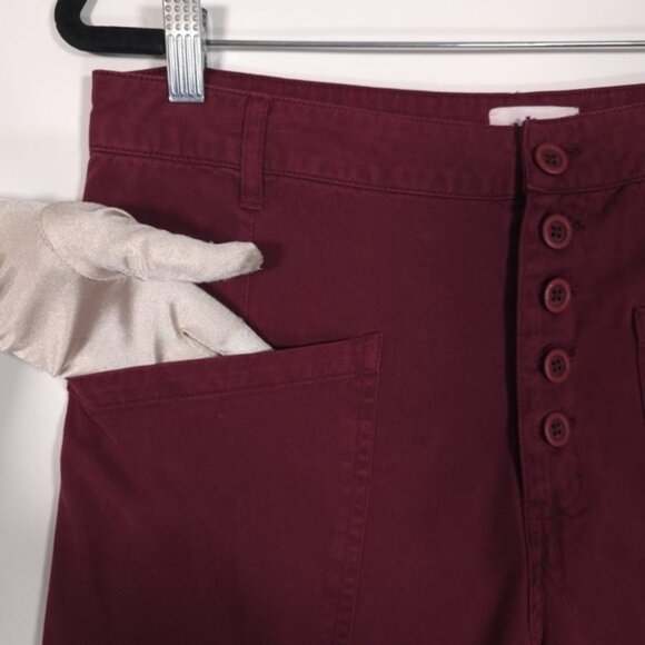 Pistola‎ X Revolve Tammy High Rise Trouser Merlot Burgundy Exposed Button Fly 30 - Picture 12 of 16